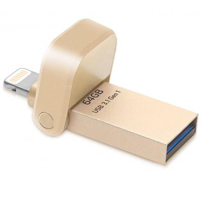 USB флеш накопичувач ADATA 64GB I920 Gold USB 3.1 Gen1/Lightning (AAI920-64G-CGD) - зображення 4