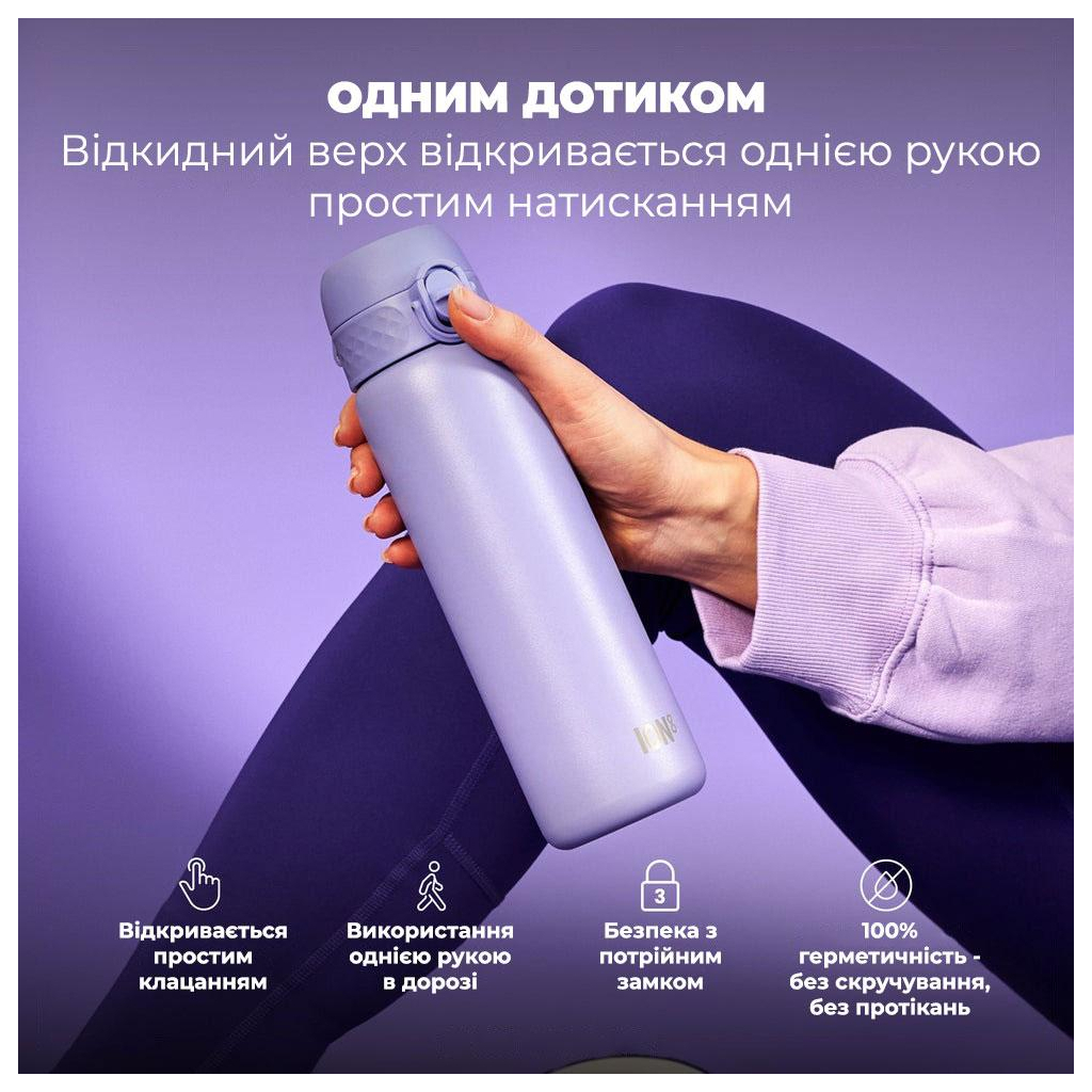 Пляшка для води ION8 OneTouch Vacuum Insulated 500 мл Light Purple (I8TS500PERI) - зображення 6