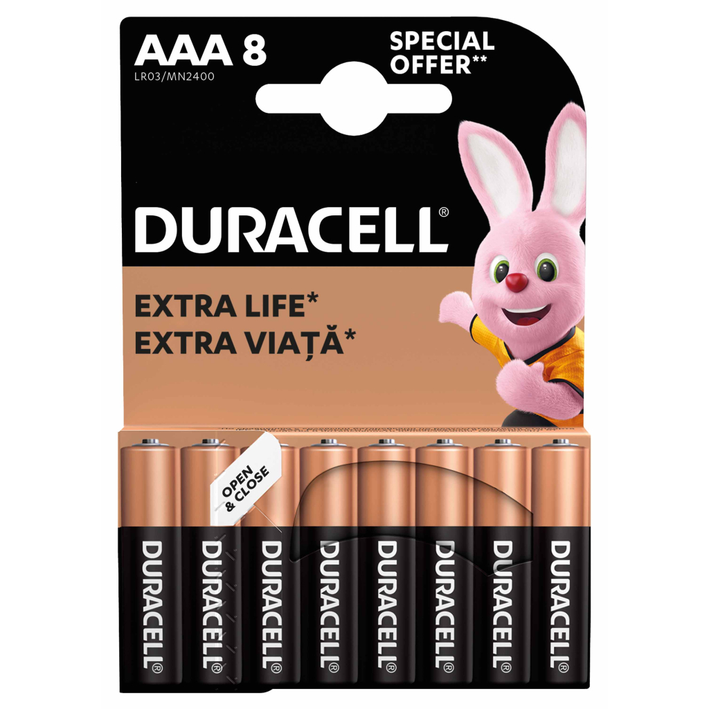 Батарейка Duracell AAA лужні 8 шт. в упаковці (5000394203341 / 81480364) - изображение 2