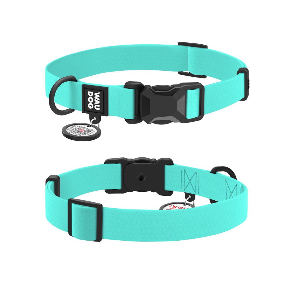 Нашийник для тварин WAUDOG Magnet c QR паспортом, магнітна пряжка-фастекс L тіффані (279627) - зображення 1