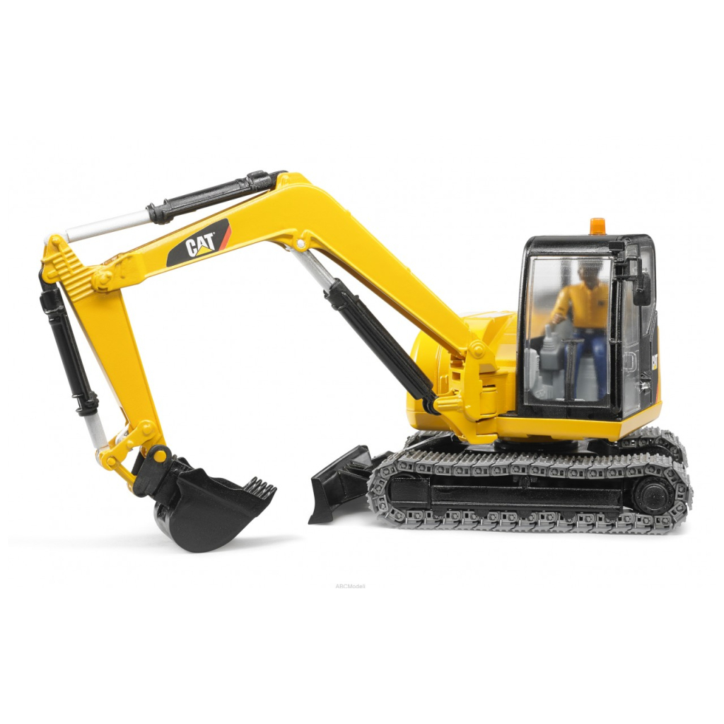 Спецтехніка Bruder Міні-екскаватор Cat з будівельником 1:16 (02466) - зображення 1