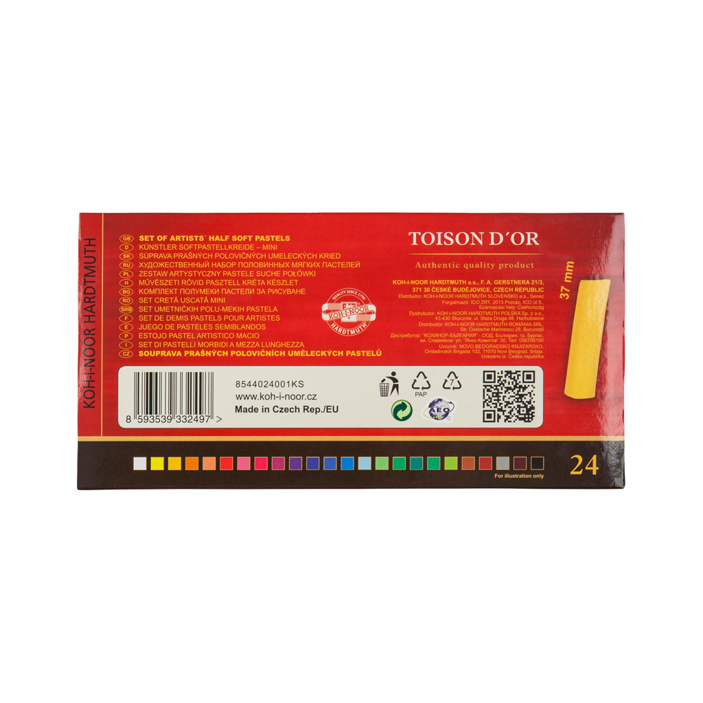 Пастель Koh-i-Noor Toison D'or суха м'яка 1/2 (половинки) 24 кольори (8544) - изображение 3