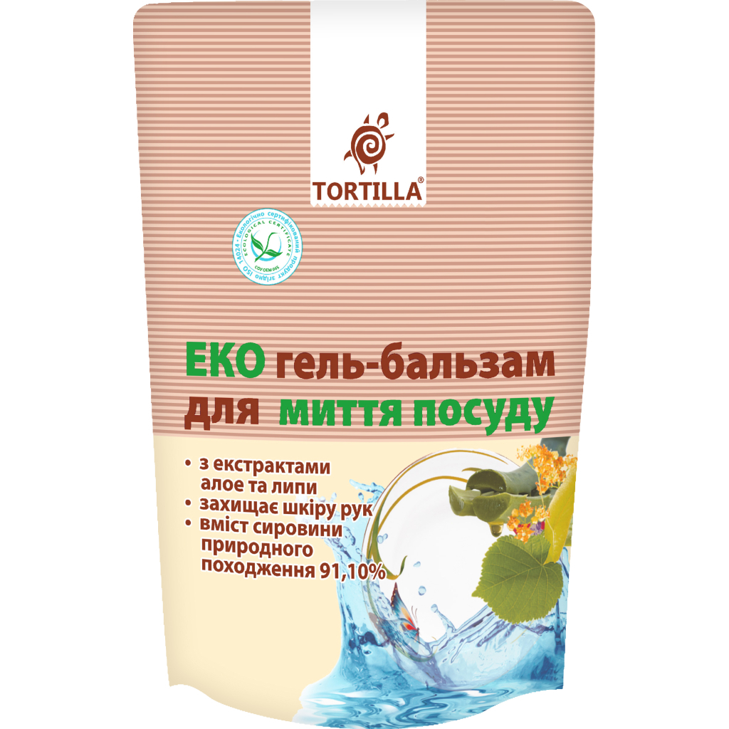 Засіб для ручного миття посуду Tortilla Еко гель-бальзам запаска 500 мл (4820178061421) - зображення 1