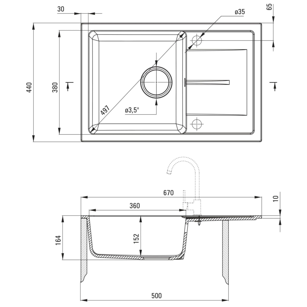 Мийка кухонна Deante Leda, мийка ZRD_2113 + зміш. BOC_B740, графіт (ZRDG2113) - изображение 11