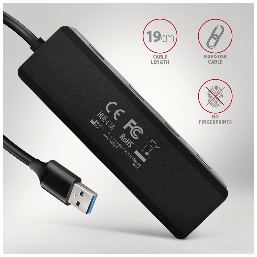 Концентратор AXAGON USB 3.1 to 4xUSB 3.0 black (HUE-C1A) - зображення 5