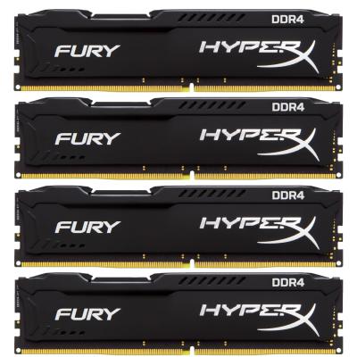 Модуль пам'яті для комп'ютера DDR4 32GB (4x8GB) 2400 MHz Fury Black Kingston Fury (ex.HyperX) (HX424C15FBK4/32) - зображення 1