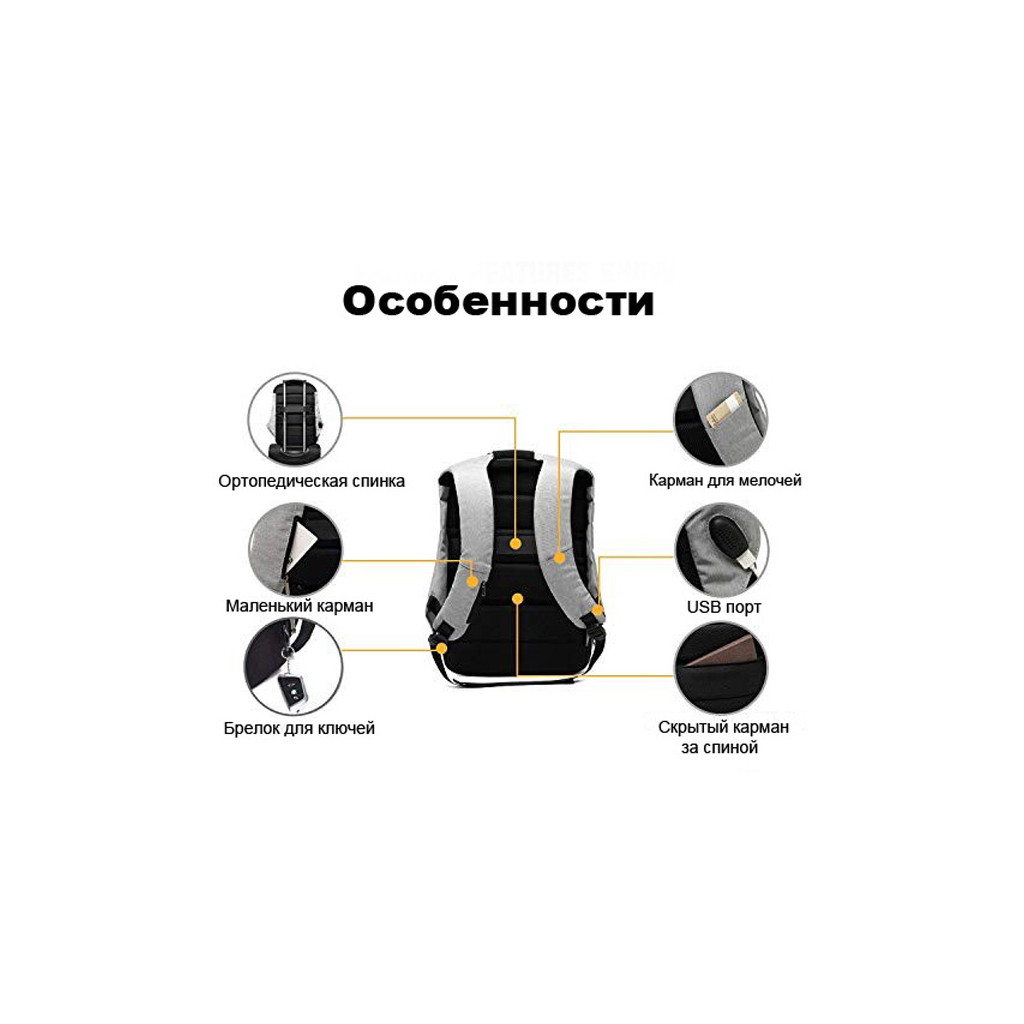 Рюкзак для ноутбука UFT 15.6" SBP1 Solar Backpack Black/Grey (UFTSBP1) - зображення 5