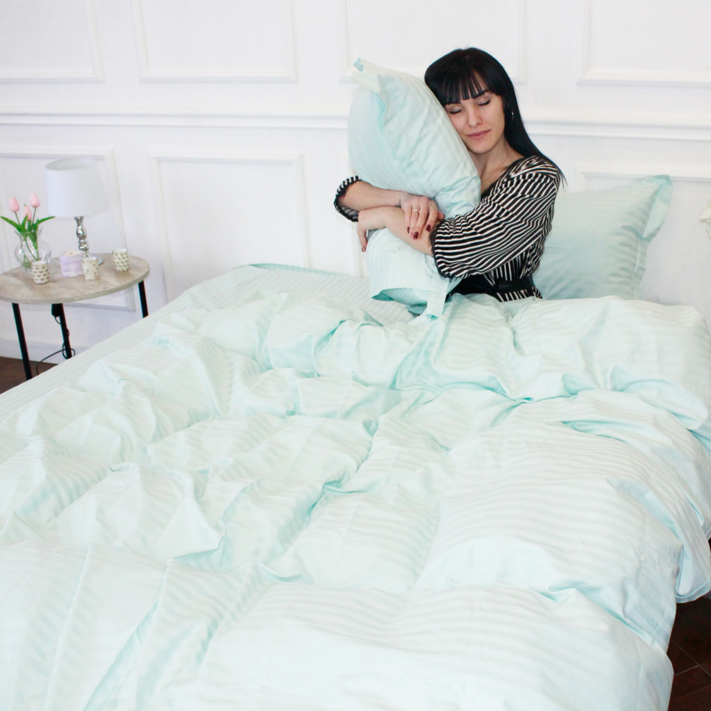 Постільна білизна MirSon Satin Stripe 30-0013 Azure 160х220 Сімейна (2200005252437) - зображення 6