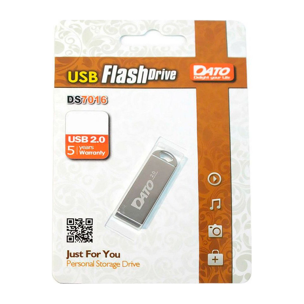 USB флеш накопичувач Dato 64GB DS7016 Silver USB2.0 (DS70016-64G) - зображення 2