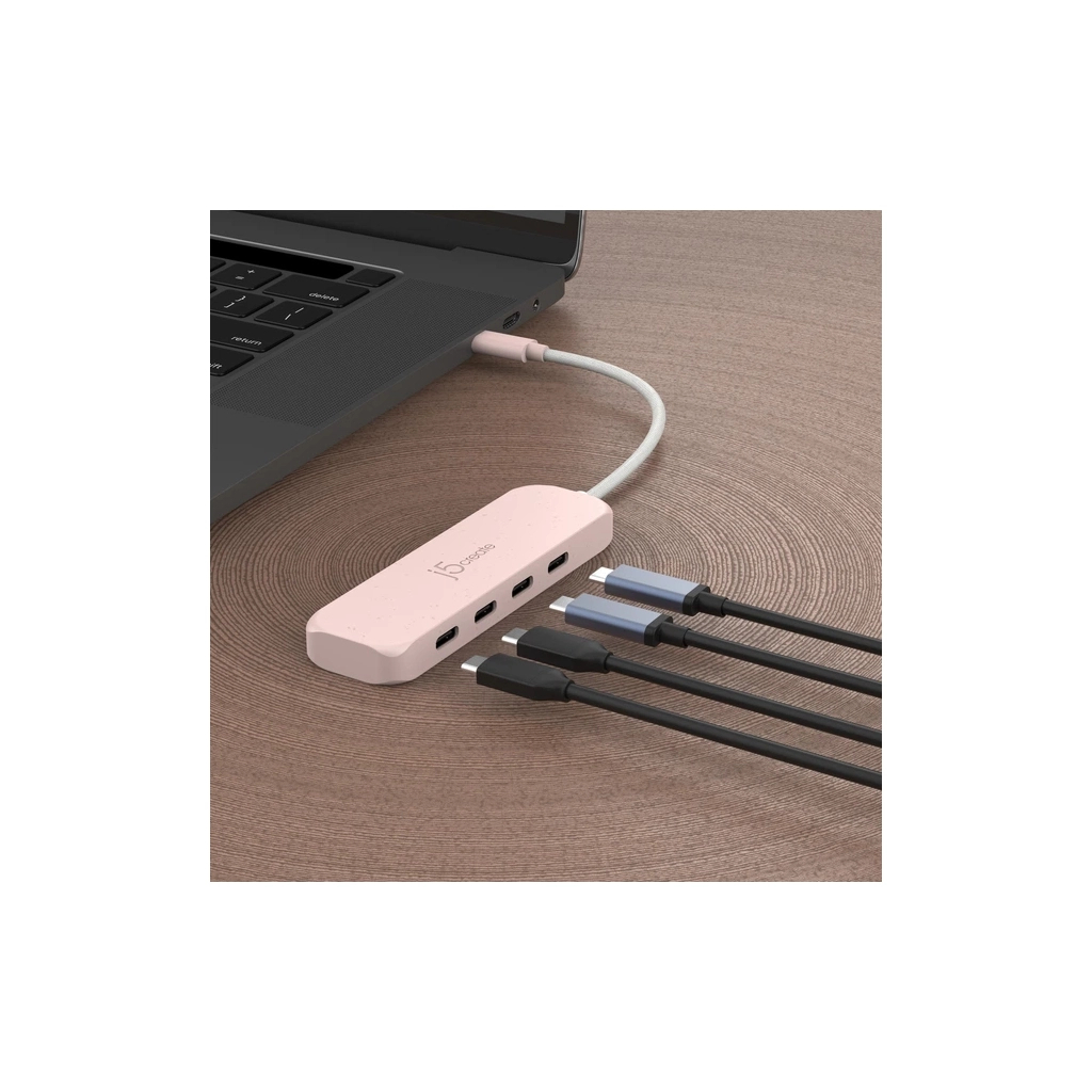 Концентратор J5create USB-C to 4xUSB-C 3.2 10Gbps rose (JCH345ER-N) - зображення 5