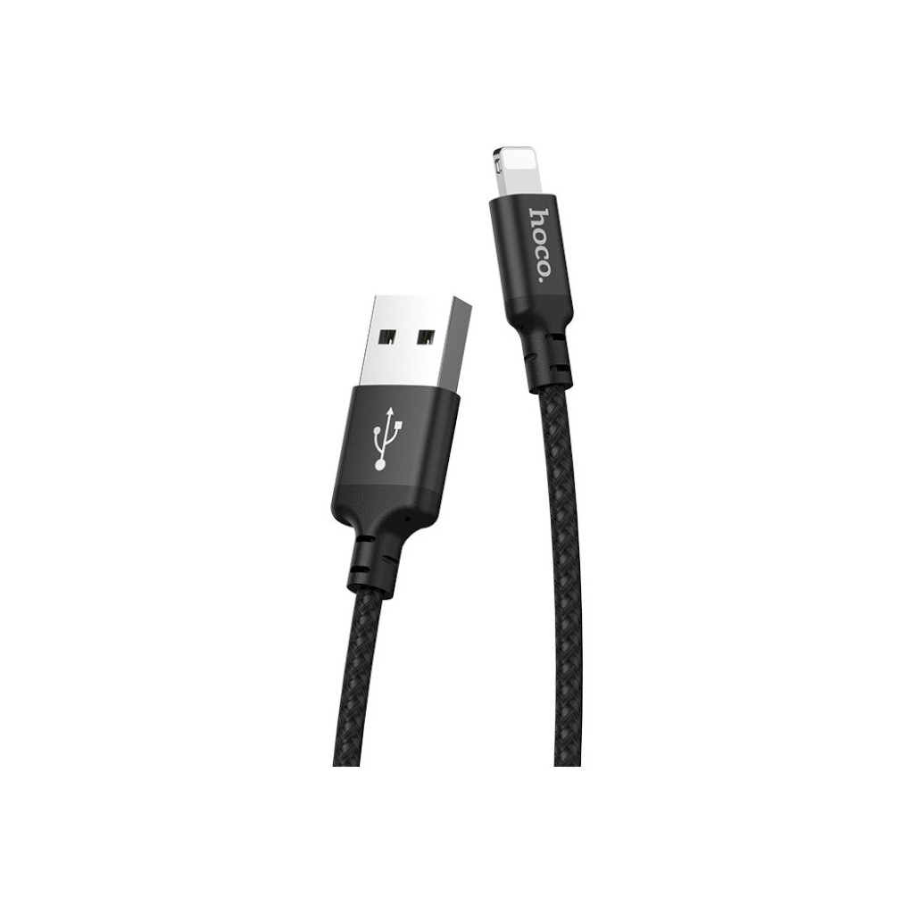 Дата кабель USB 2.0 AM to Lightning 1.0m 2A nylon X14 black HOCO (6957531062820) - зображення 2