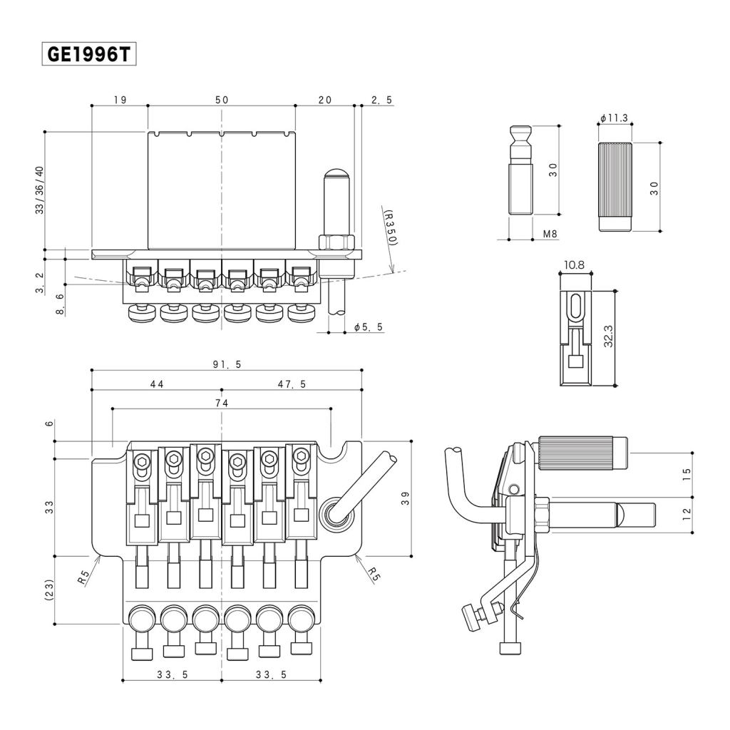 Бридж для гітари Gotoh GE1996T(40) B - зображення 4