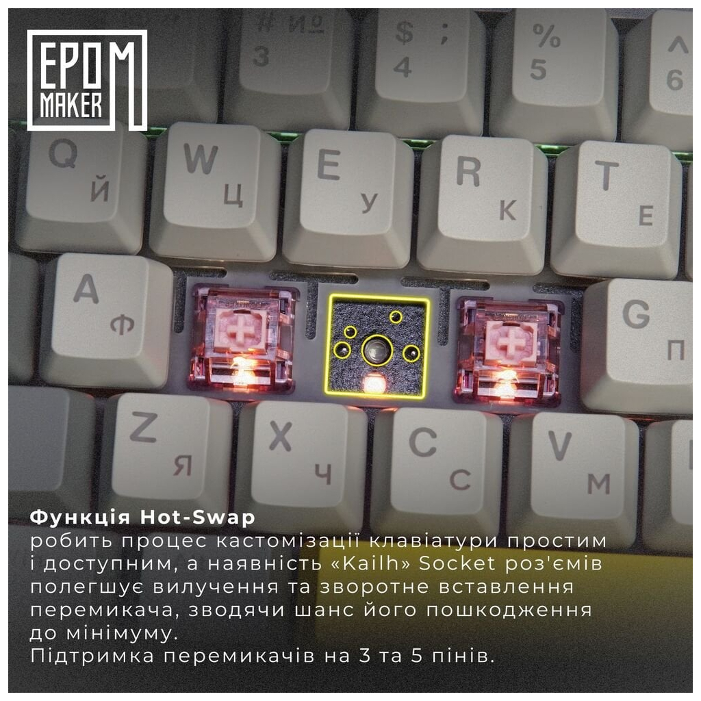 Клавіатура Epomaker Shadow-X 70 Flamingo Switch Hot-Swap LCD Screen RGB Wireless/Bluetooth/USB UA Black (SHX-B-F) - зображення 7