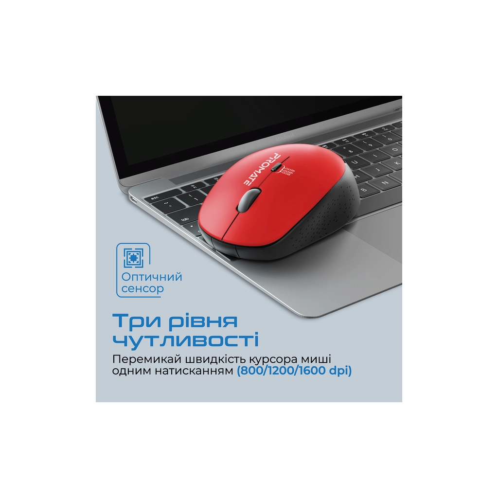 Мишка Promate Tracker Wireless Red (tracker.red) - зображення 3