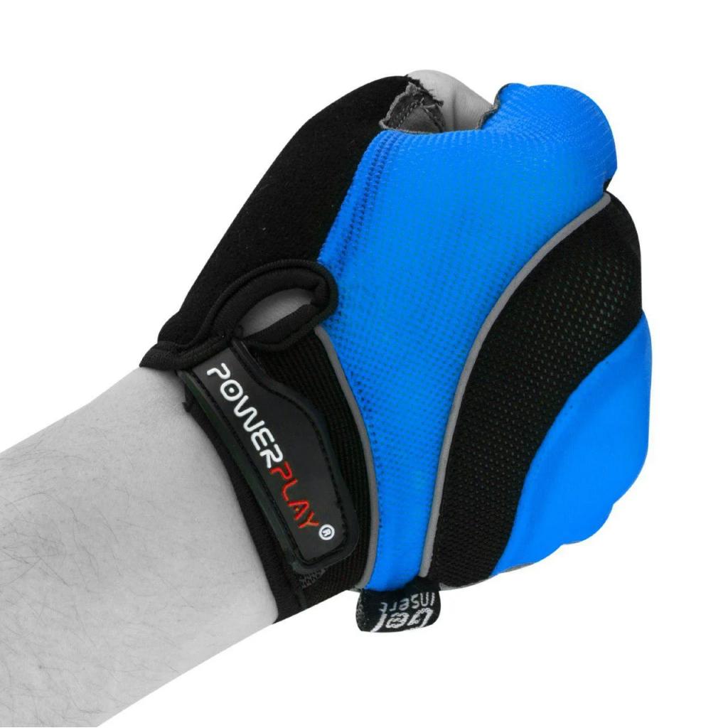 Велорукавиці PowerPlay 5037 Black/Blue M (5037A_M_Blue) - зображення 5