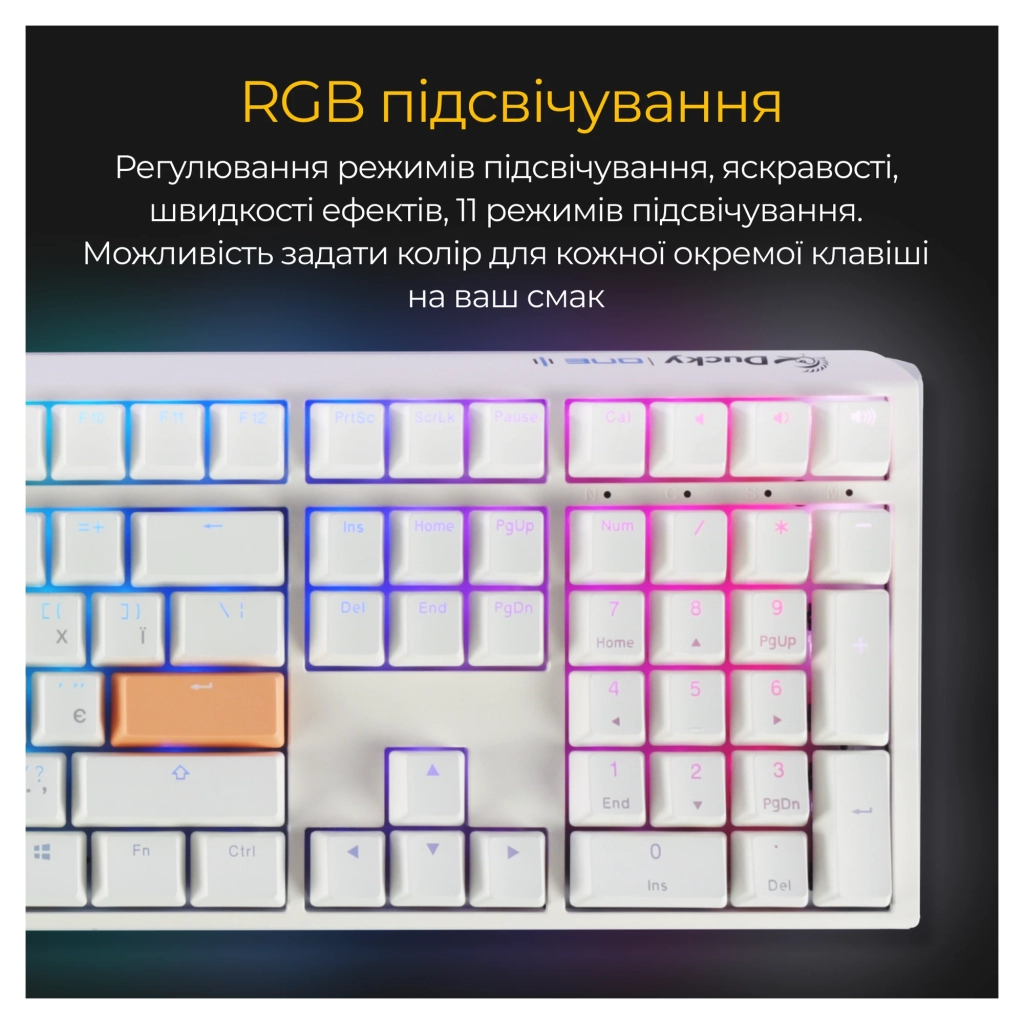 Клавіатура Ducky One 3 Cherry MX Silent Red RGB UA USB White (DKON2108ST-SUAPXPWWWSC1) - зображення 3