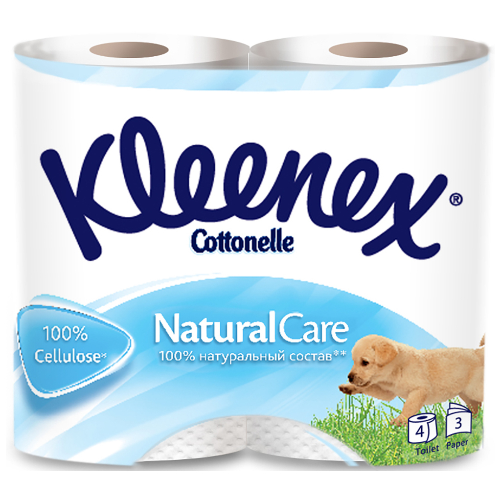 Туалетний папір Kleenex Cottonelle Natural Care 155 відривів 3 шари 4 рулони (5029053541648) - зображення 1