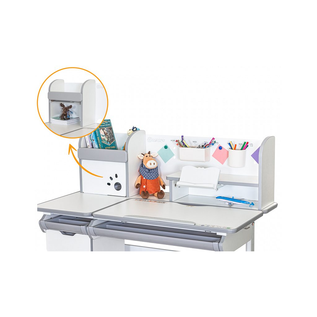 Парта Mealux Hamilton Multicolor Grey (BD-680 W/G MC+G з полицею) - зображення 2