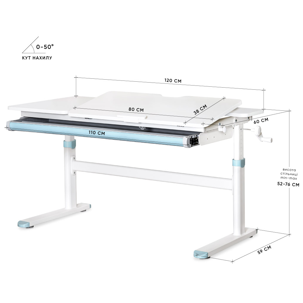 Парта Evo-kids Lite Blue (TH-360 WG/BL Lite) - зображення 3