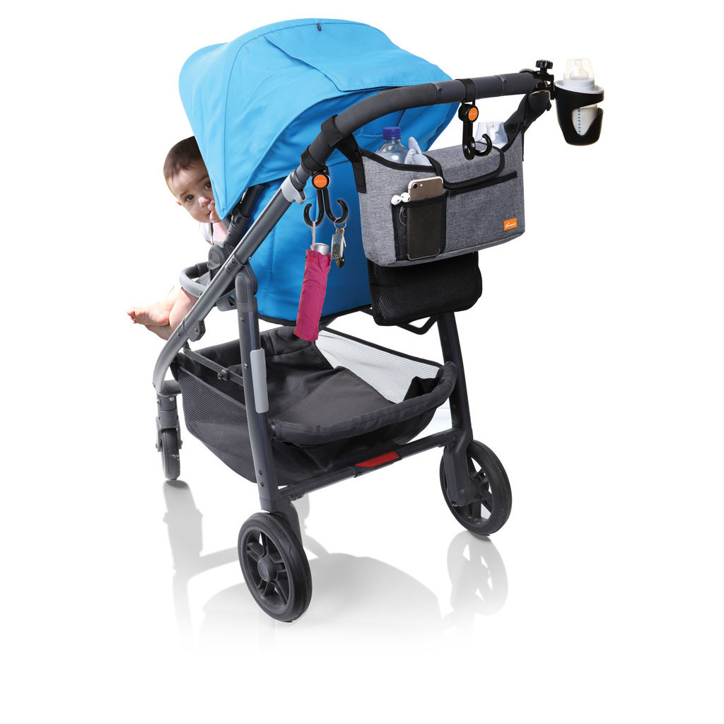 Сумка для мами DreamBaby GREY DENIM Органайзер, підстаканник, гачки (G2285) - зображення 3