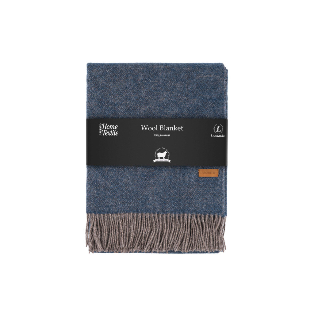 Плед Ardesto Leonardo Doubleface 100% вовна 140x200 см тауп-синій (ART0405LD) - изображение 1