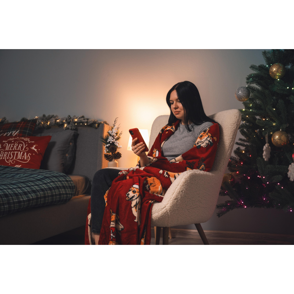 Плед Ardesto Christmas Flannel 160х200см, 100% поліестер, різдвяні коргі (ART0119PB) - зображення 9