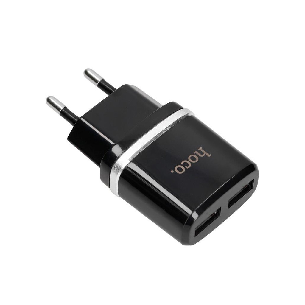 Зарядний пристрій Hoco C12 2*USB, 2.4A, Black + USB Cable iPhone 6 (65597) - зображення 3
