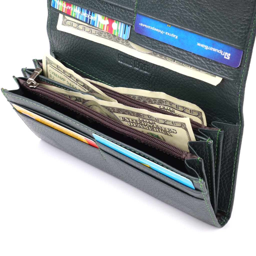 Гаманець ST Leather З натуральної шкіри Зелений (23099) - зображення 7