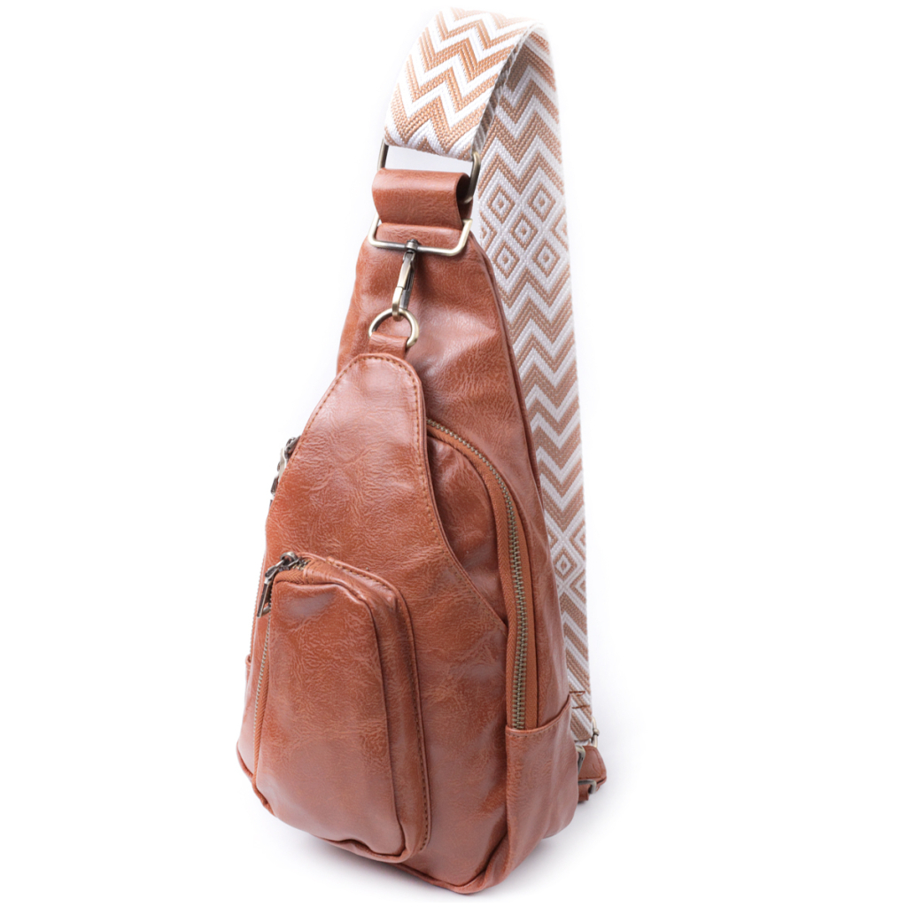 Сумка Vintage Жіноча з екошкіри з акцентом на текстильну лямку Руда (22773) - зображення 1