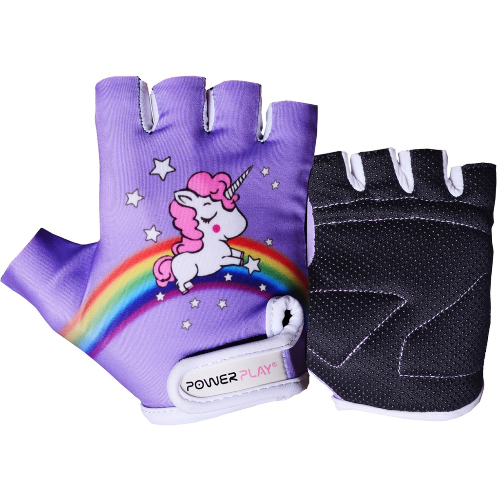 Велорукавиці PowerPlay 001 Єдиноріг Фіолетові S (001_Purple_S) - зображення 1
