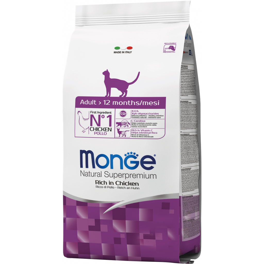 Сухий корм для кішок Monge Cat Adult зі смаком курки та рису 400 г (8009470004985) - зображення 1