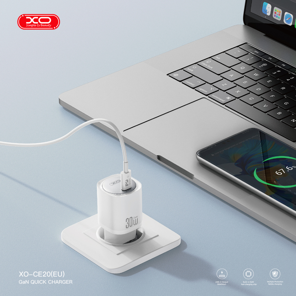 Зарядний пристрій XO CE20 33W USB-C PD30W/PPS33W White (CE20_White) - зображення 3
