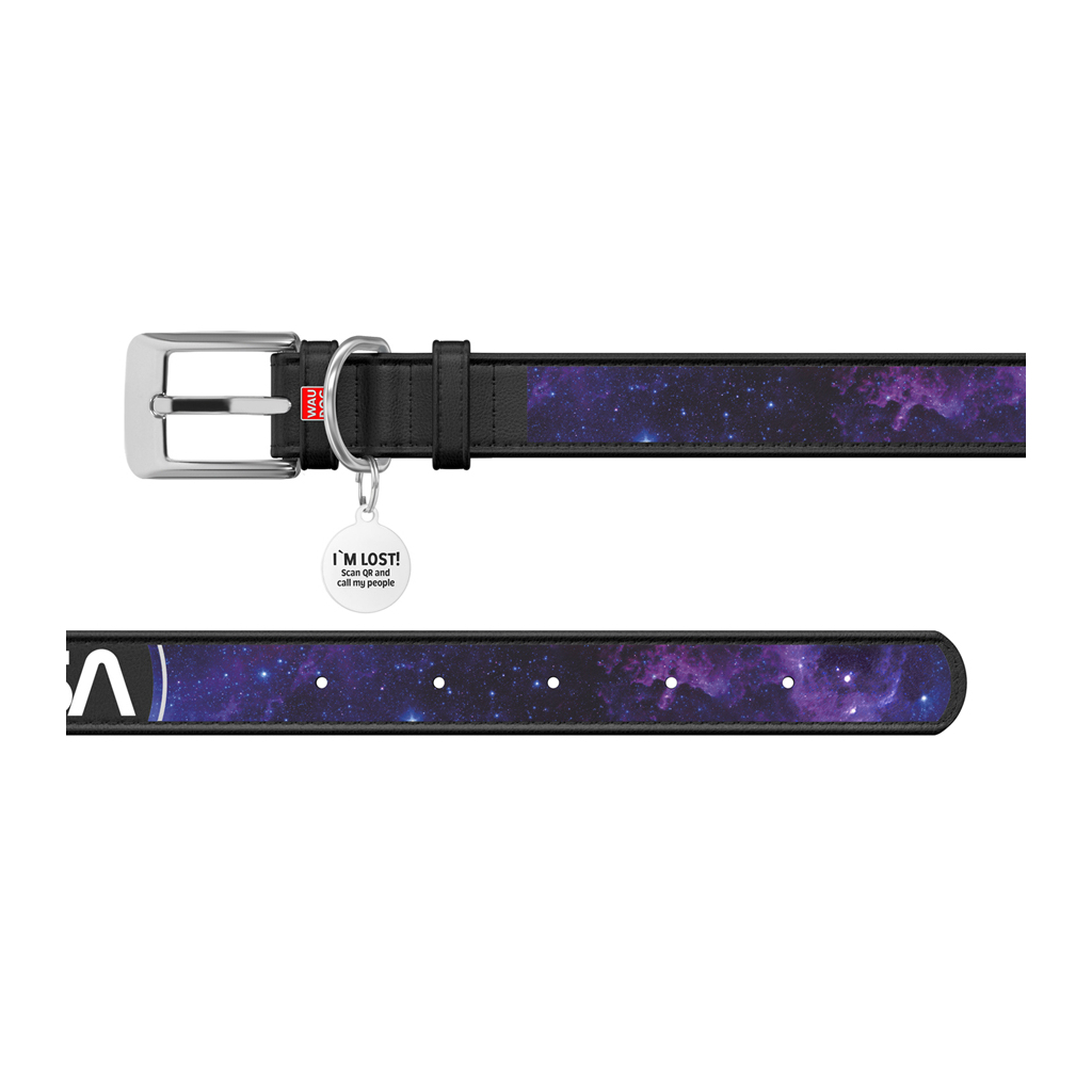 Нашийник для тварин WAUDOG Design з QR-паспортом "NASA21" Ш 12 мм Д 20-28 см чорний (3602-0148-01) - зображення 3