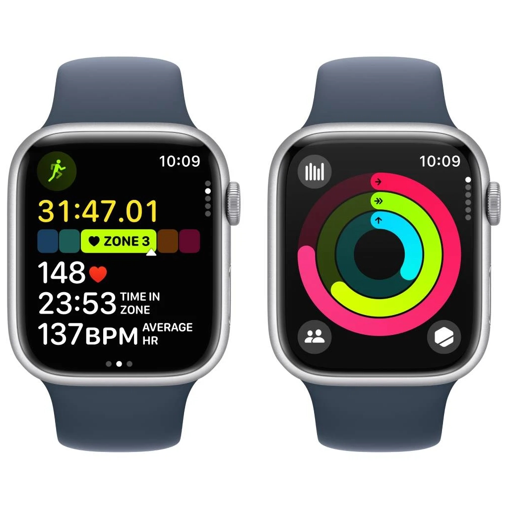 Смарт-годинник Apple Watch Series 9 GPS 41mm Silver Aluminium Case with Storm Blue Sport Band - M/L (MR913QP/A) - зображення 5