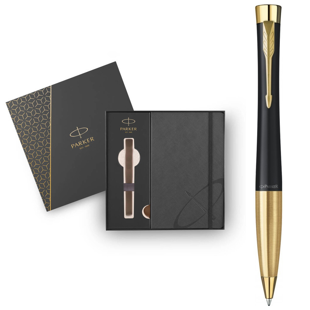 Ручка кулькова Parker URBAN 17 Muted Black GT BP + блокнот Parker + подар.упаковка GIFT24 (30 035b24) - зображення 1