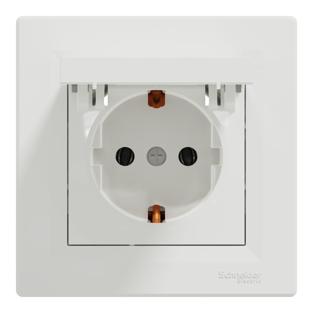 Розетка Schneider Electric ASFORA з кришкою, біла (EPH3100121) - изображение 1