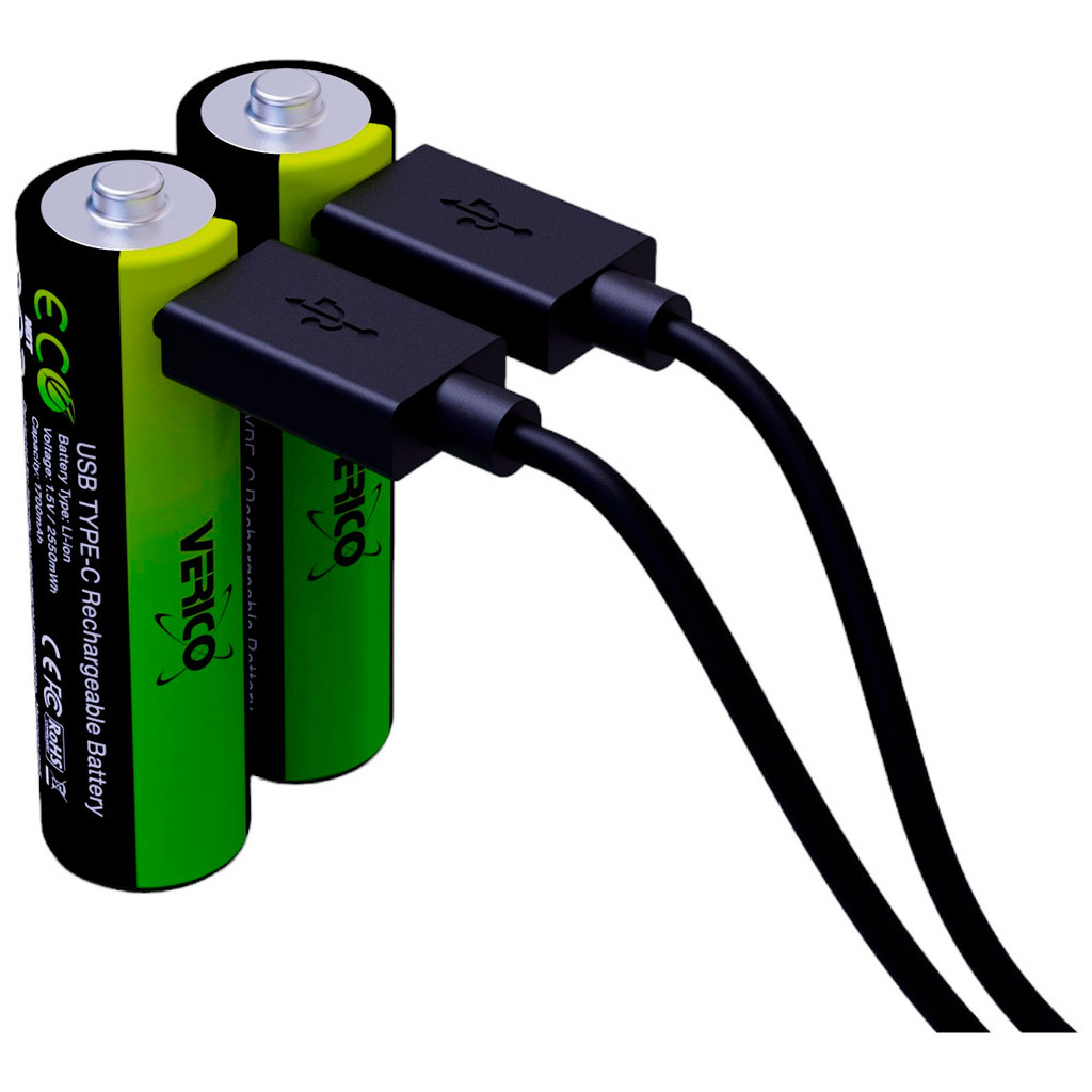 Акумулятор Verico AA USB Type-C 1700mAh 1.5V Li-ion * 2 (LoopEnergy) (1UDBT-A1WEA2-NN) - зображення 2