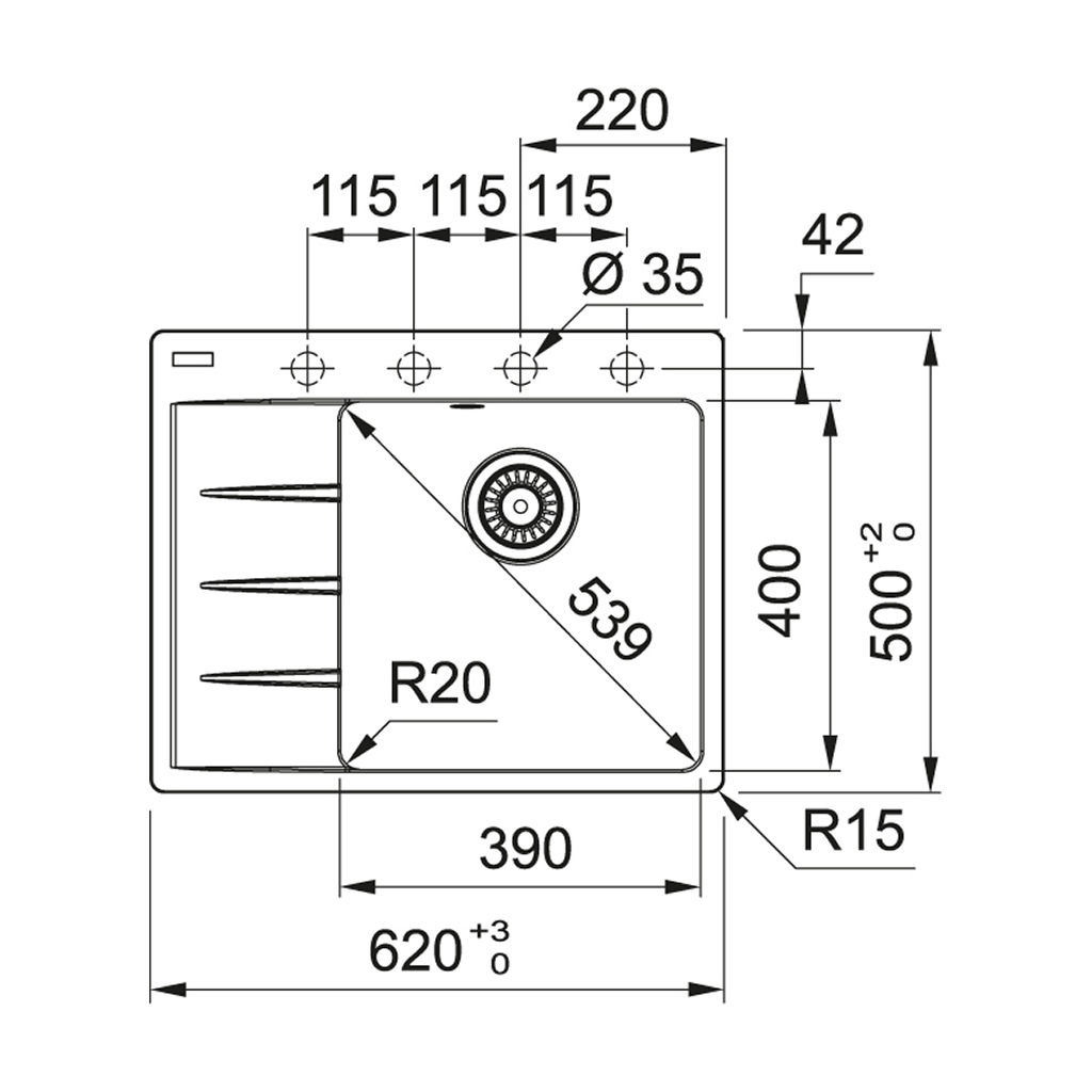 Мийка кухонна Franke Centro CNG 611-62 TL /114.0630.453 (114.0630.453) - зображення 2