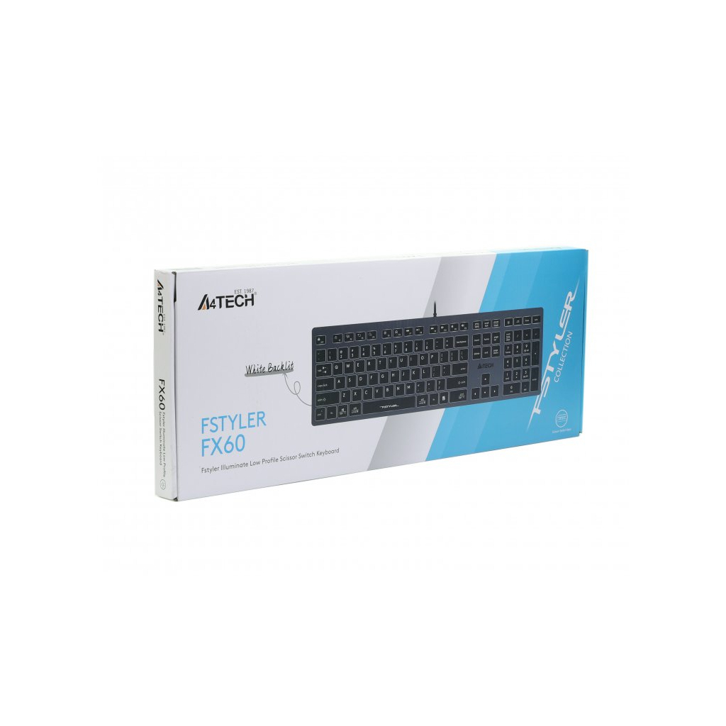 Клавіатура A4Tech FX60 USB Grey White backlit - зображення 7
