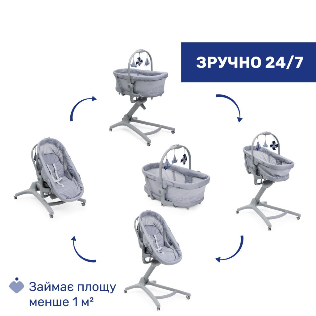 Ліжечко Chicco Колиска для новонародженого 5 в 1 Baby Hug Pro, сірий (87076.40) - зображення 2