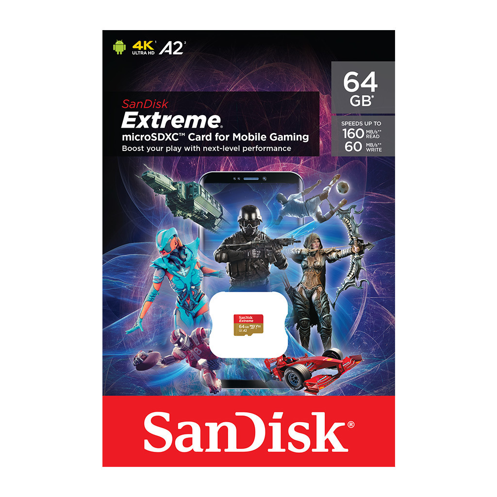 Карта пам'яті SanDisk 64GB microSDXC UHS-I U3 V30 A2 Extreme (SDSQXAH-064G-GN6GN) - зображення 2