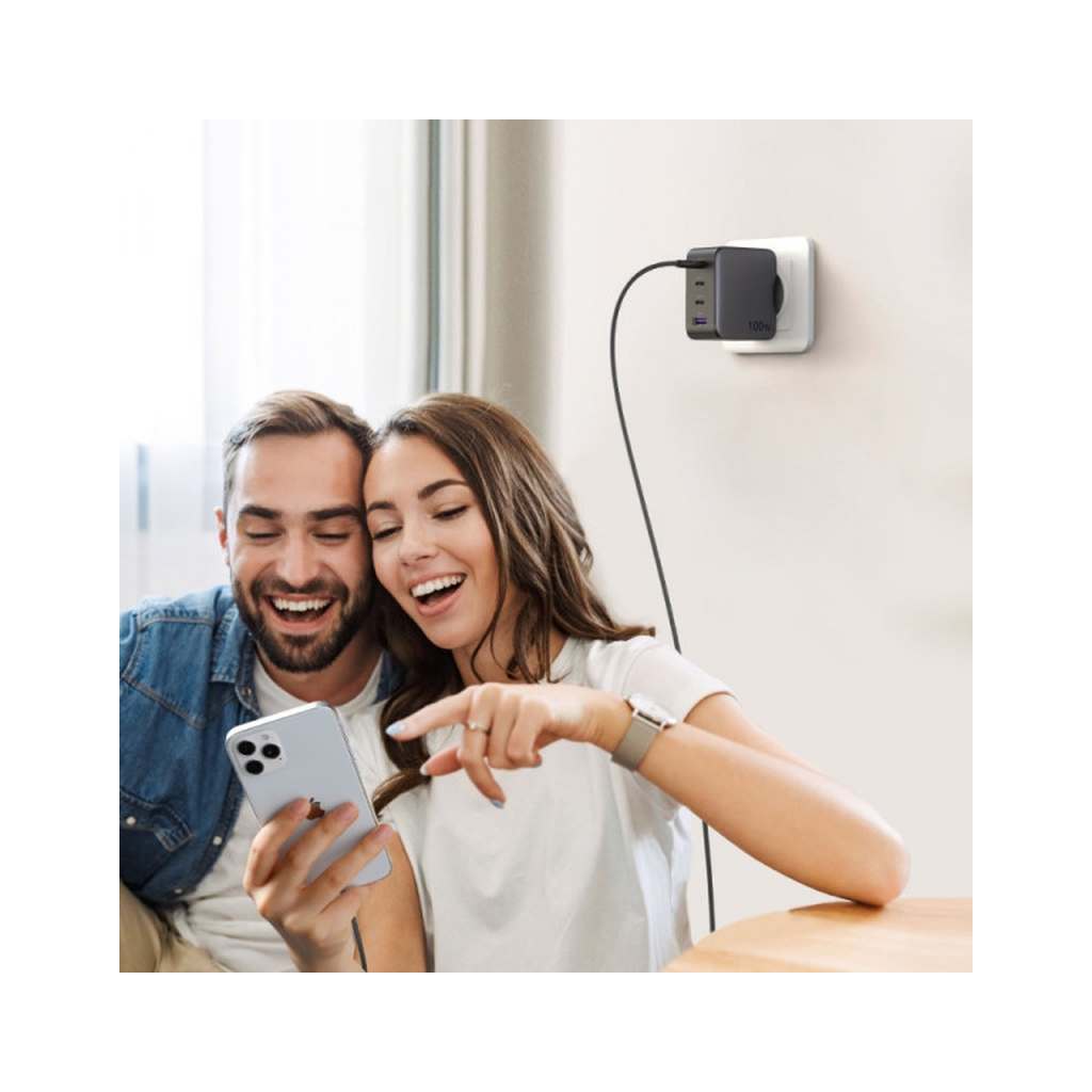 Зарядний пристрій Ugreen 4xUSB 100W (3xUSB-C+USB-A) Gan Tech Fast GAN Charger black CD226 (40747) - изображение 4