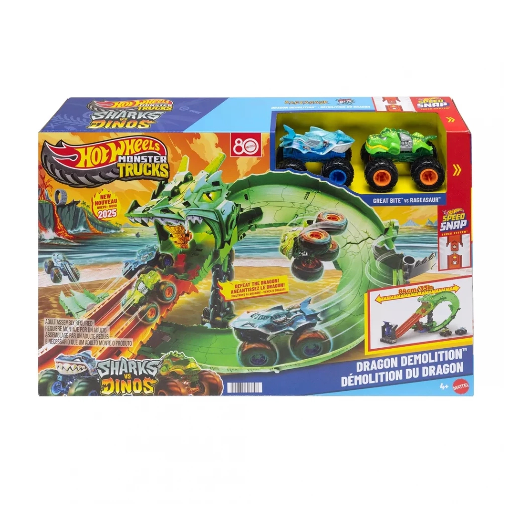 Автотрек Hot Wheels Атака вогняного дракона Monster Trucks (JFR06) - изображение 1