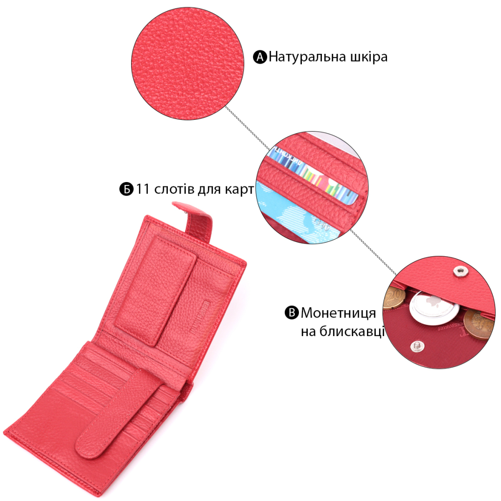 Гаманець ST Leather З натуральної шкіри Червоний (22555) - зображення 4