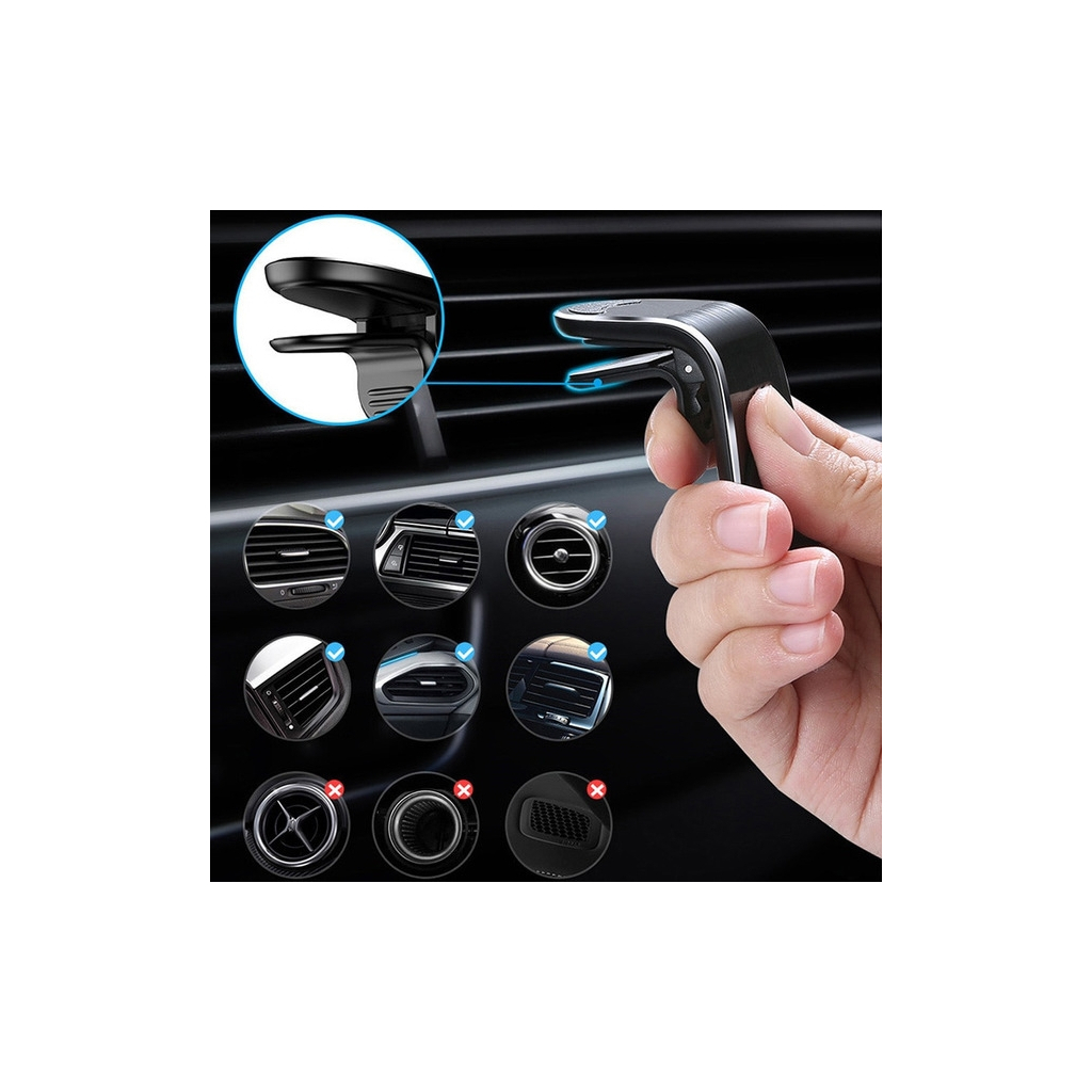 Універсальний автотримач XO на дефлектор C82 Flat Magnetic Black (XO-C82BK) - изображение 4