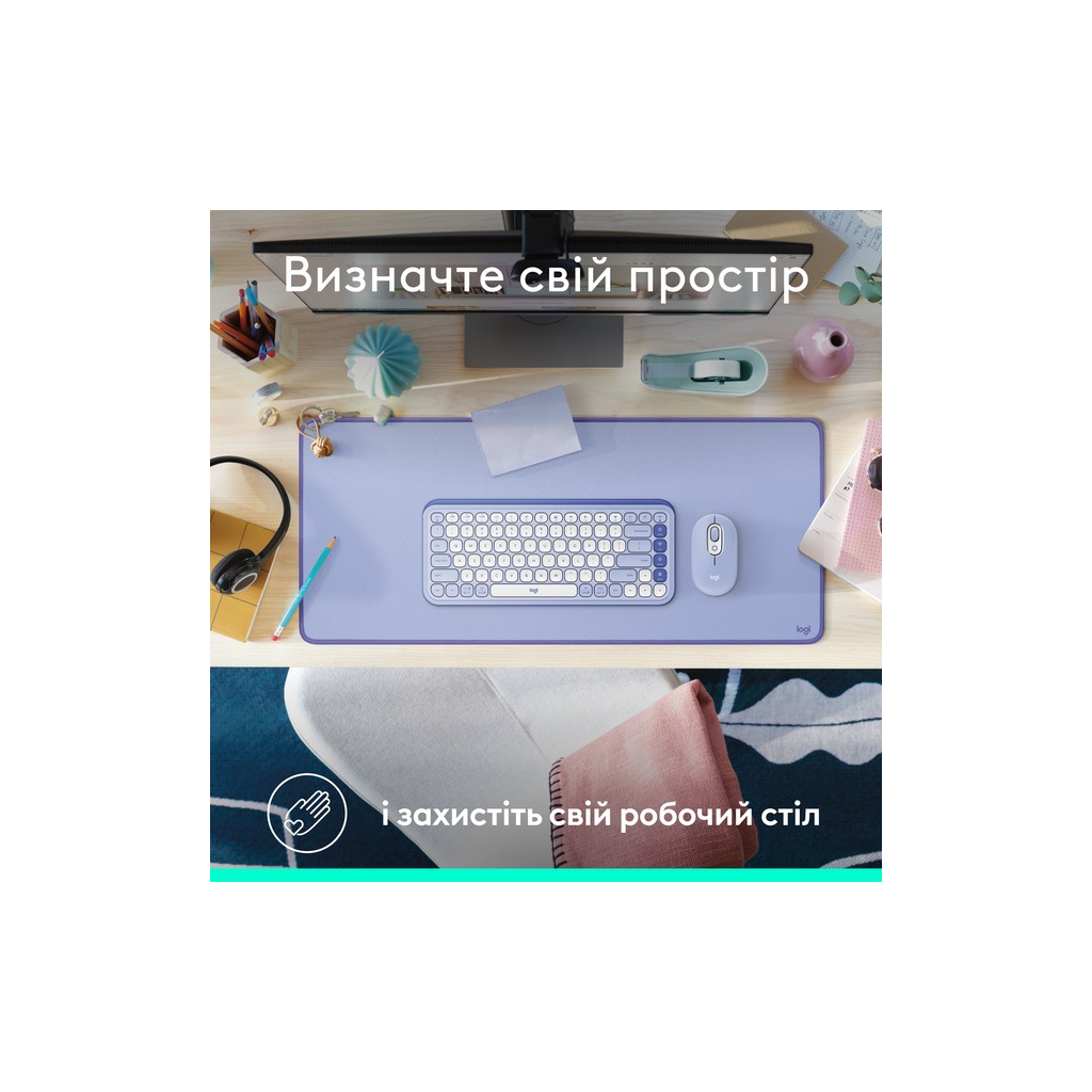 Килимок для мишки Logitech Desk Mat Studio Series Lilac (956-000149) - зображення 10