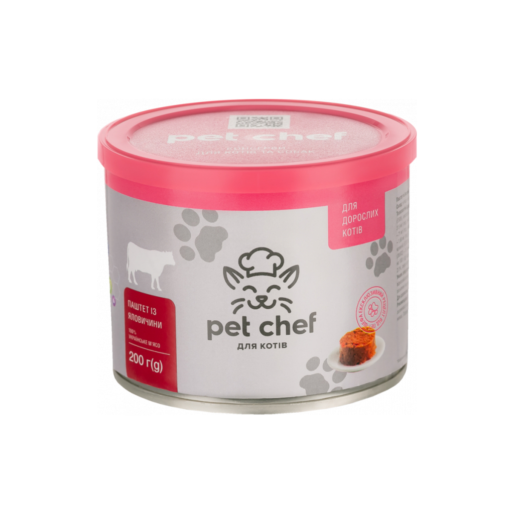 Паштет для котів Pet Chef з яловичиною 200 г (4820255190099) - зображення 1