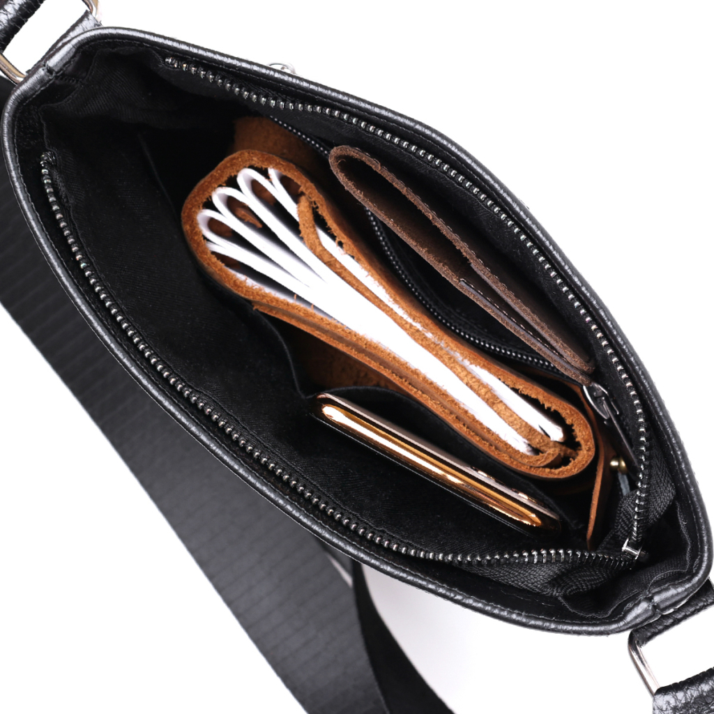 Сумка Shvigel Шкіряна через плече Чорна (11603) - зображення 5