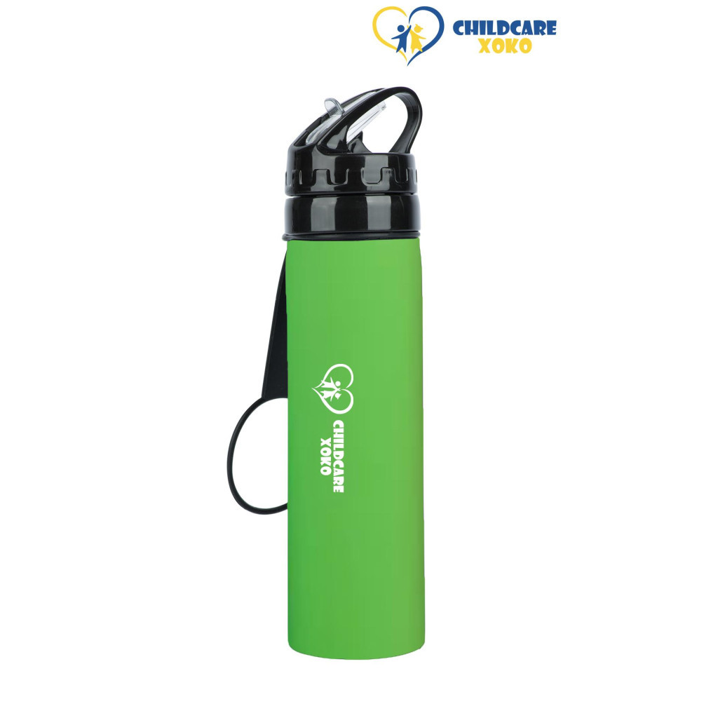 Пляшка для води XoKo ChildCare 100 Зелена Складна Силіконова (XK-BOTL100-GRN) - зображення 1