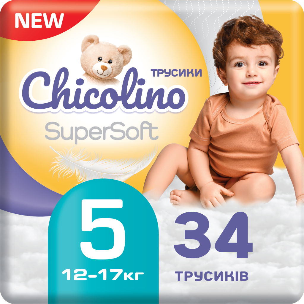 Підгузки Chicolino Super Soft Розмір 5 (12-17 кг) 34 шт (4823098414452) - зображення 1